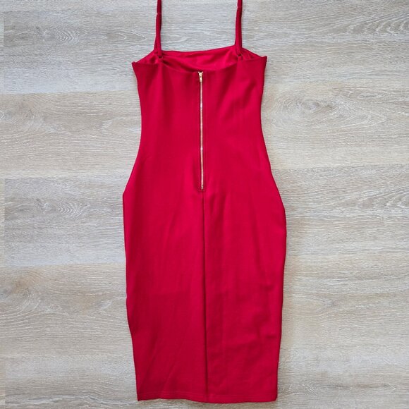 Lulus Paulina Square Neck Red Bodycon Midi Cocktail Sheath Dress Small NWOT - Picture 12 of 17